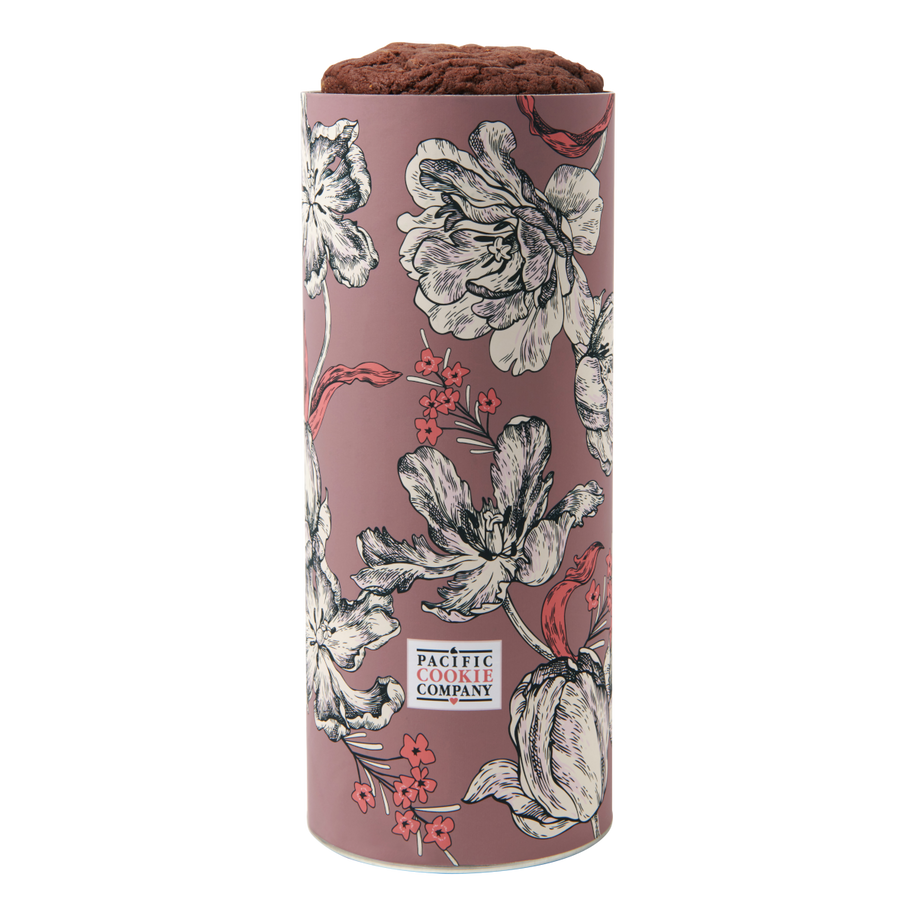 Vintage Tulips Cookie Tower featuring black and white drawn tulips on a mauve pink background
